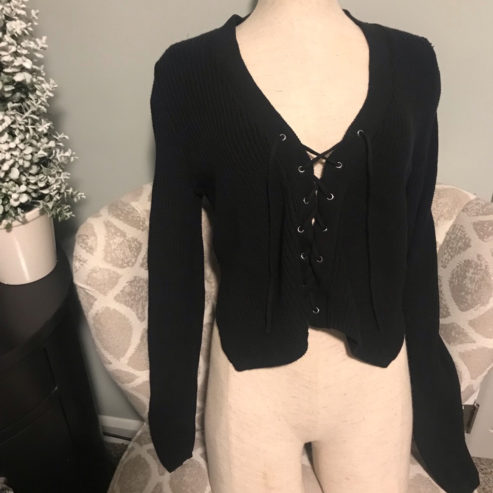 Express Lace Up Crop Sweater